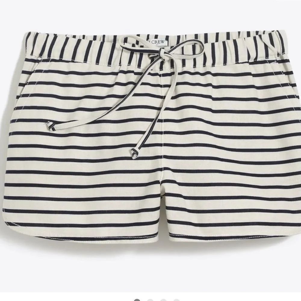 J. Crew High Navy and White Striped linen blend shorts size small